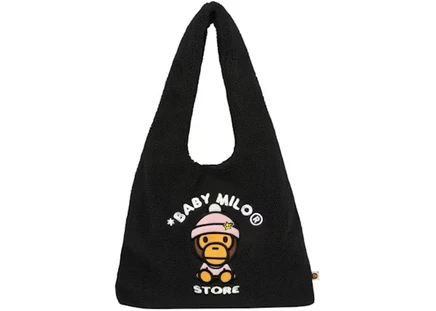 Унисекс сумка-тоут BAPE Baby Milo Sherpa Fur, черная