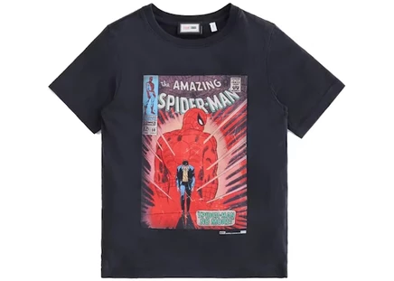 Детская винтажная футболка KITH x Marvel Spider-Man, черная