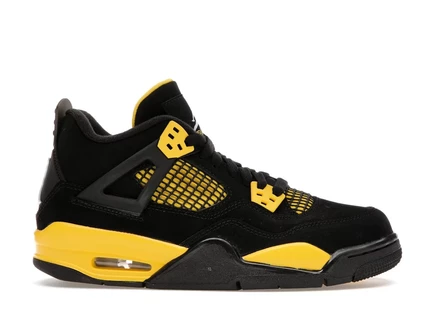 Детские кроссовки Jordan 4 Retro Thunder, черно-желтые