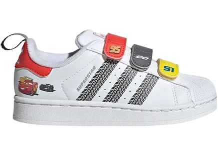 Детские кроссовки Adidas Superstar II Cars, бело-красные