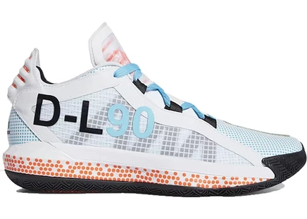 Мужские кроссовки Adidas Dame 6, бело-голубо-оранжевые