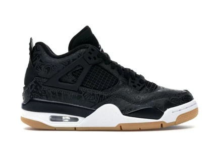 Детские кроссовки Jordan 4 Laser, черные с белой подошвой