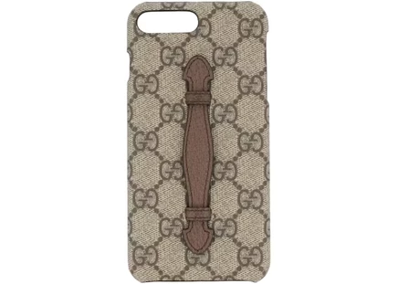 Чехол для iPhone 8 Plus Gucci GG Supreme, бежево‑коричневый