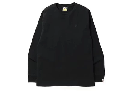 Мужская футболка Bape Head One Point с длинным рукавом, черная