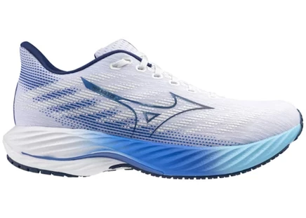 Мужские кроссовки mizuno wave rider 28, бело-синие