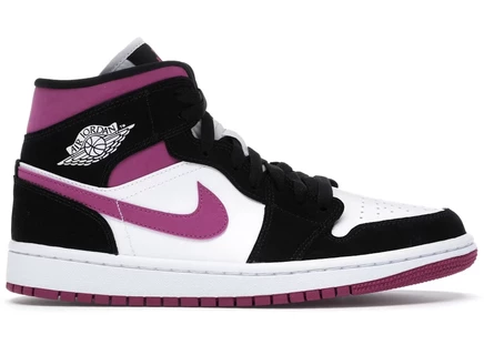 Женские кроссовки Jordan 1 Mid Magenta, черно-белые