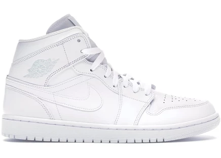 Кроссовки Jordan 1 Mid Triple White, белые