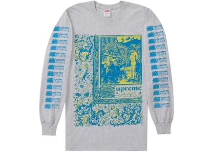 Мужской лонгслив supreme saint sebastian, пепельно-серый