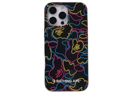 Мужской чехол для iPhone 16 Pro Max Bape Neon Camo, черный
