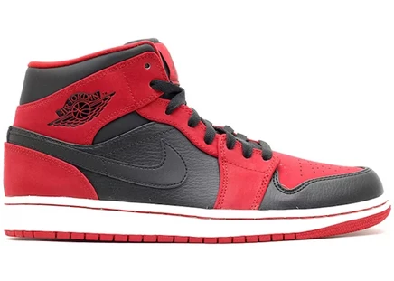 Мужские кроссовки Jordan 1 Mid Bred 2013, черно-красные