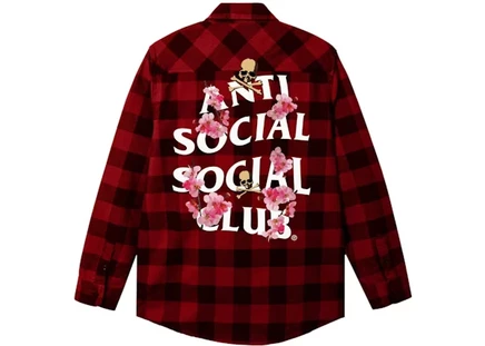Мужская фланелевая рубашка Anti Social Social Club x Mastermind Mmotch, красно-черная