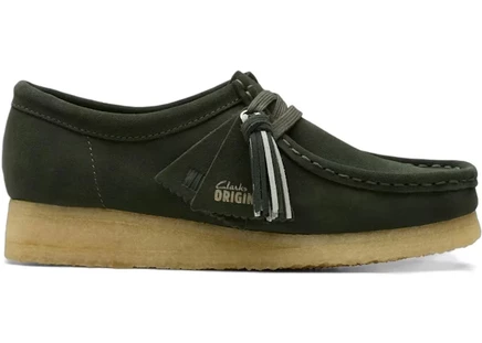 Женские туфли Clarks Wallabee из замши, темно-зеленые