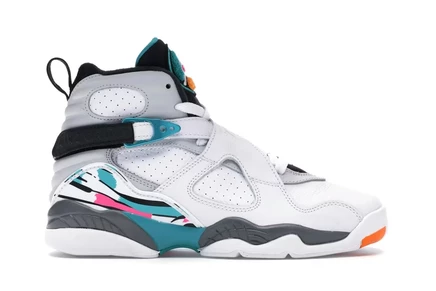 Детские кроссовки Jordan 8 Retro South Beach, бело-зеленые