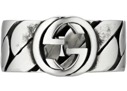 Кольцо Gucci с переплетённой G, серебристое