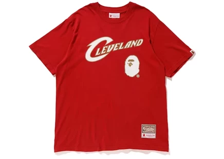 Мужская футболка Bape x Mitchell & Ness Cavs, бордовая