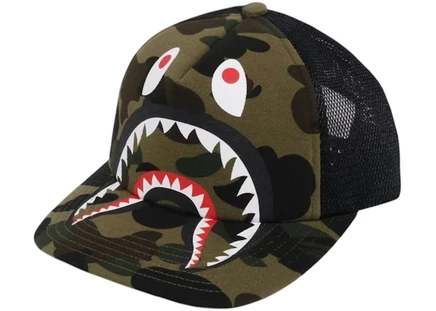 Детская кепка Bape 1st Camo Shark, сетчатая, зеленая