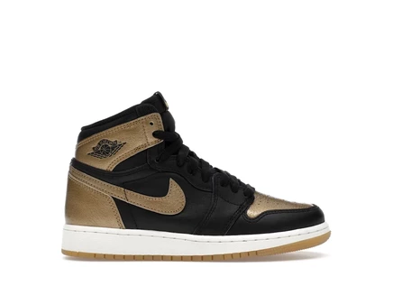 Детские кроссовки Jordan 1 Retro High OG Black Metallic Gold, черно‑золотые