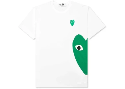 Унисекс футболка Comme des Garcons PLAY Green Emblem Heart, белая