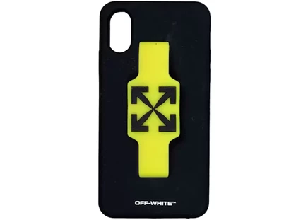 Унисекс чехол Off-White Finger Grip для iPhone XS, черно-желтый