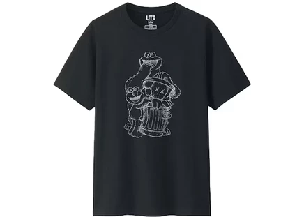 Унисекс футболка KAWS x Uniqlo Sesame Street Companion, черная