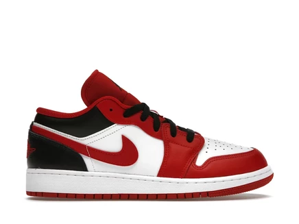 Детские кроссовки Jordan 1 Low Bulls, бело-черно-красные