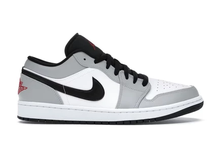 Мужские кроссовки Jordan Air Jordan 1 Low, светло-серые с красно-белыми акцентами