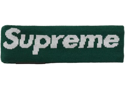 Унисекс повязка на голову Supreme New Era Big Logo, тёмно‑зелёная