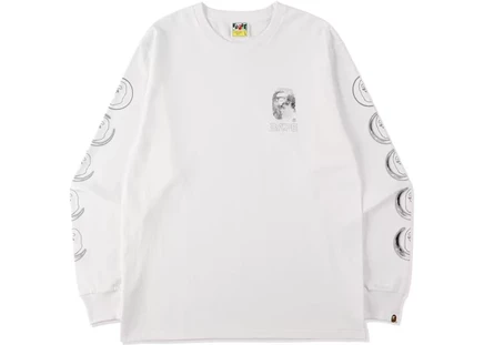 Мужская футболка с длинным рукавом Bape Ape Head Moon, белая