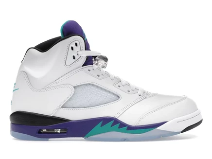 Мужские кроссовки Jordan 5 Retro Grape (2025), белые с виноградно-изумрудными акцентами