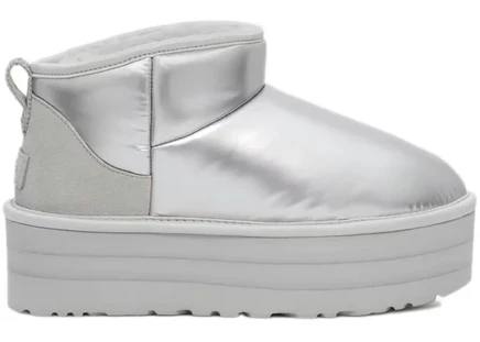 Женские ботинки UGG Ultra Mini Platform Hi Shine, серебристые