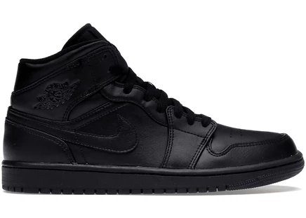 Кроссовки Jordan 1 Mid Triple Black, черные