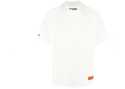 Мужская футболка Heron Preston Logo Patch с воротником-стойкой, белая