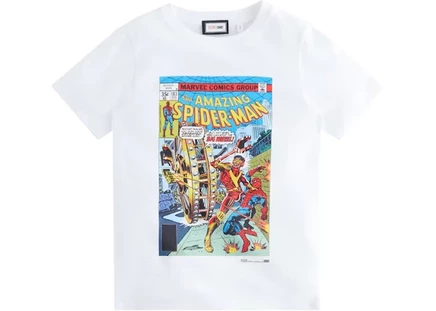 Детская футболка Kith Marvel Spider-Man Big Wheel, белая