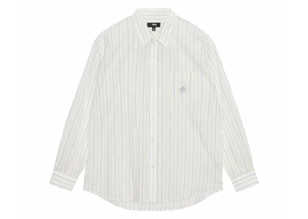 Stussy Classic Striped Cotton Linen Shirt White white