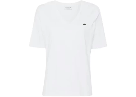 Женская футболка Lacoste V-образный вырез, свободного кроя, белая