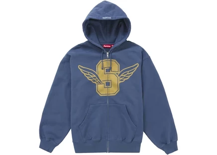 Мужская худи Supreme Wings на молнии, темно-синяя