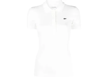 Женское приталенное рубчатое поло Lacoste, белое