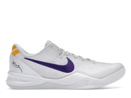 Мужские кроссовки Nike Kobe 8 Protro Lakers Home, бело-пурпурно-золотистые
