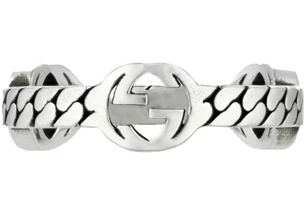 Мужское кольцо Gucci Interlocking G, серебро 925, серебристое
