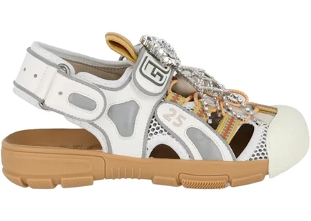 Женские спортивные сандалии Gucci Tinsel Sport, бело-серые