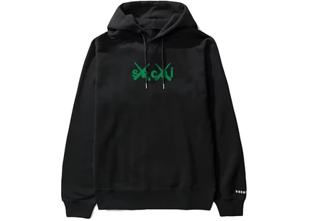 Мужская толстовка Kaws x sacai с флок-принтом, черная