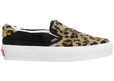 Женские слипоны Vans Slip-On Sherpa Leopard, черно-леопардовые