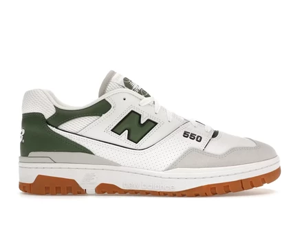Мужские кроссовки New Balance 550, бело‑зеленые