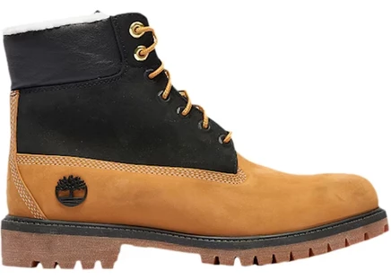 Детские ботинки Timberland 6 дюймов Premium Boot Shearling, пшенично-черные