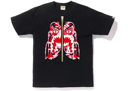 Мужская футболка Bape ABC Camo Tiger, черно-розовая