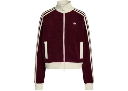 Женская велюровая кофта Adidas Velour Knit, бордовая
