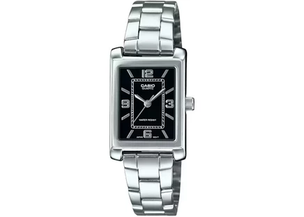 Женские часы Casio LTP-1234DD-1A сталь, 21 мм, черный