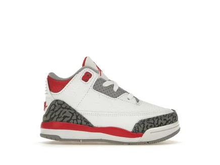 Детские кроссовки Jordan 3 Retro Fire Red (TD), бело-красные