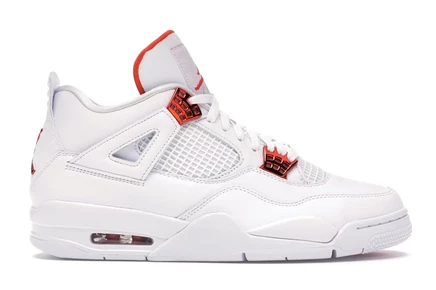 Мужские кроссовки Jordan 4 Retro Metallic Orange, бело-оранжевые