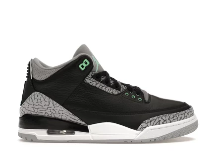 Мужские кроссовки Jordan 3 Retro Green Glow, черно-зеленые с серым и белым